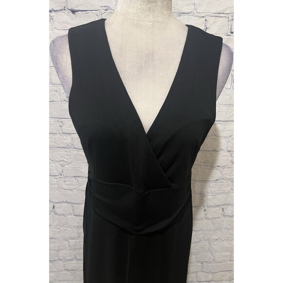 Chris McLaughlin Black Sleeveless Classic V-neck Midi Dress Size 10 - Picture 2 of 7